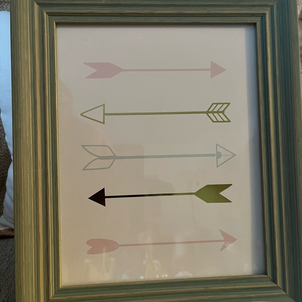 Framed Arrow Print Wall Art in Pink, Green, Teal, and Black